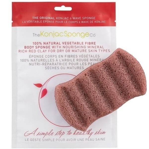 he Konjac Sponge Six Wave Body Puff with French Red Clay