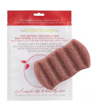 he Konjac Sponge Six Wave Body Puff with French Red Clay